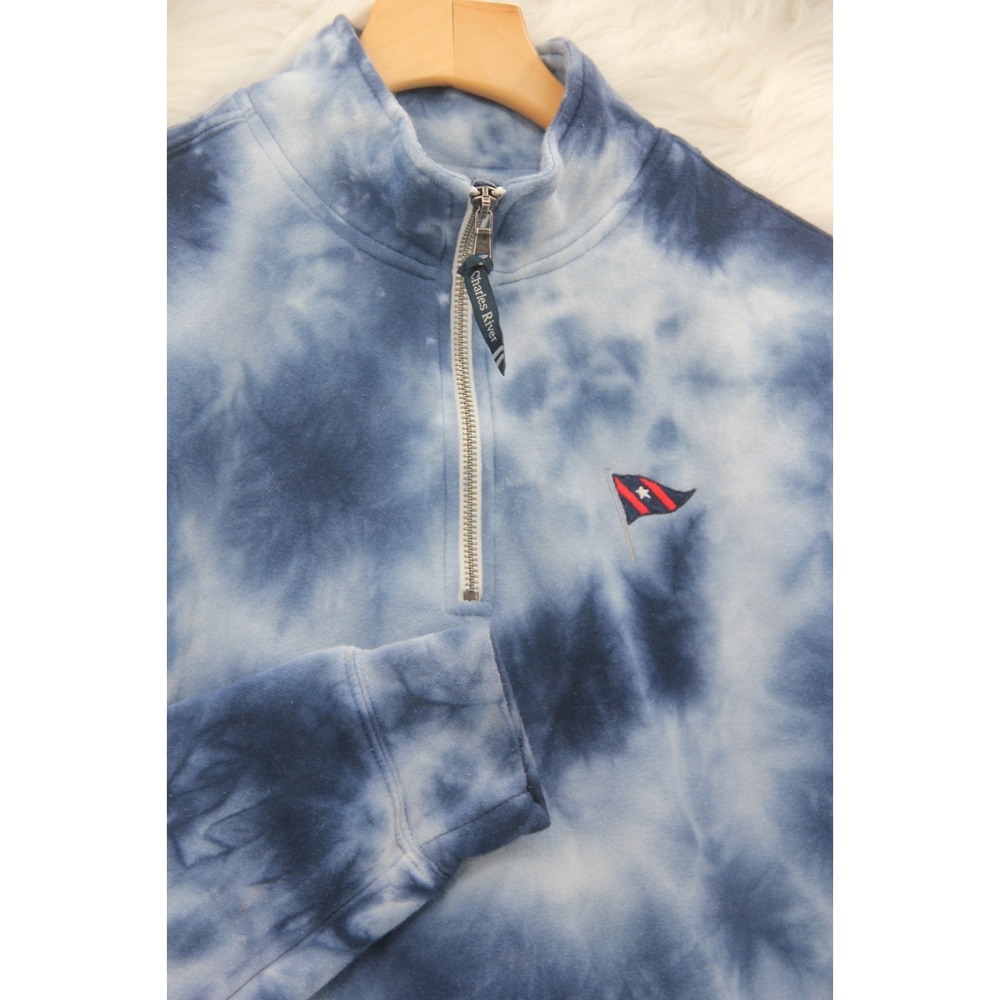 Charles River Quarter Zip Sweatshirt Pullover Blue Tie Dye Womens XS Burgee 1604